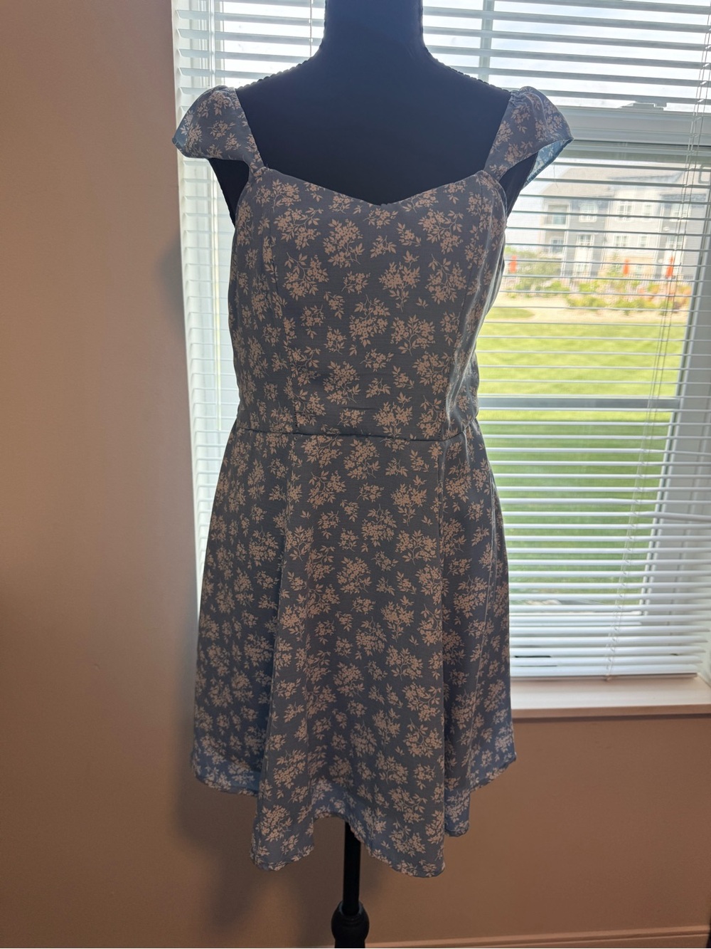 Matix Clothing Company Powder Blue Floral Square-Neck Mini Dress